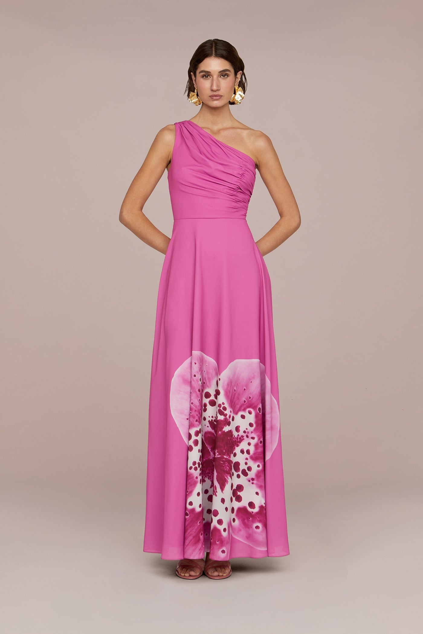 Letitia Printed One Shoulder Maxi Dress