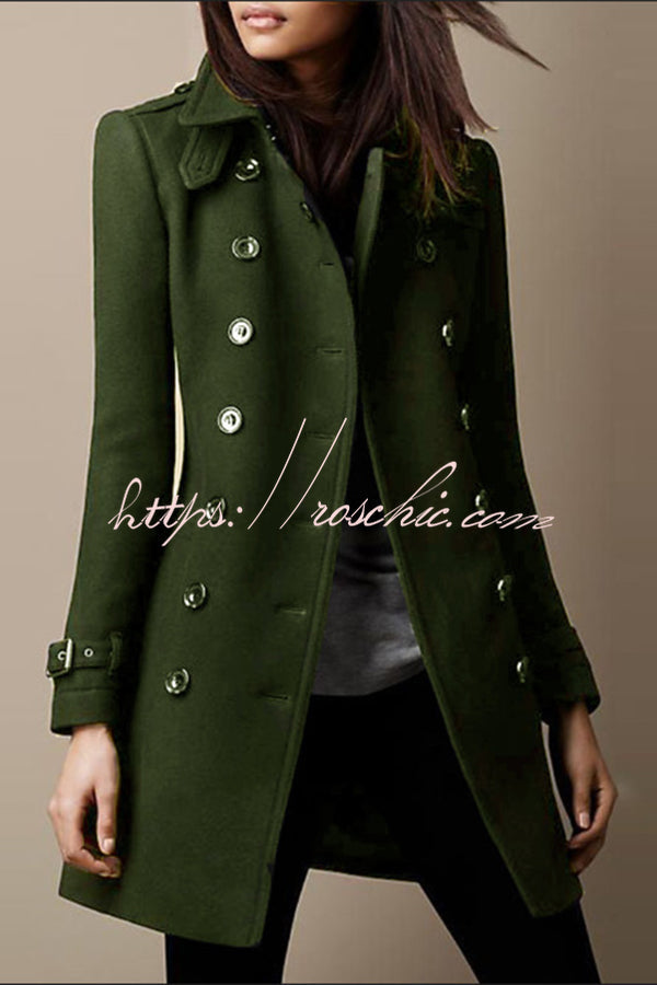 Lapel Long Sleeve Button Coat