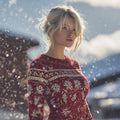 Comstylish Classy Christmas Snowflake Pattern Cozy Knit Sweater