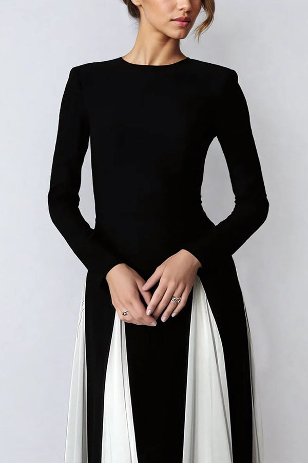 Getting Glam and Panelled Tulle Long Sleeve A-line Maxi Dress
