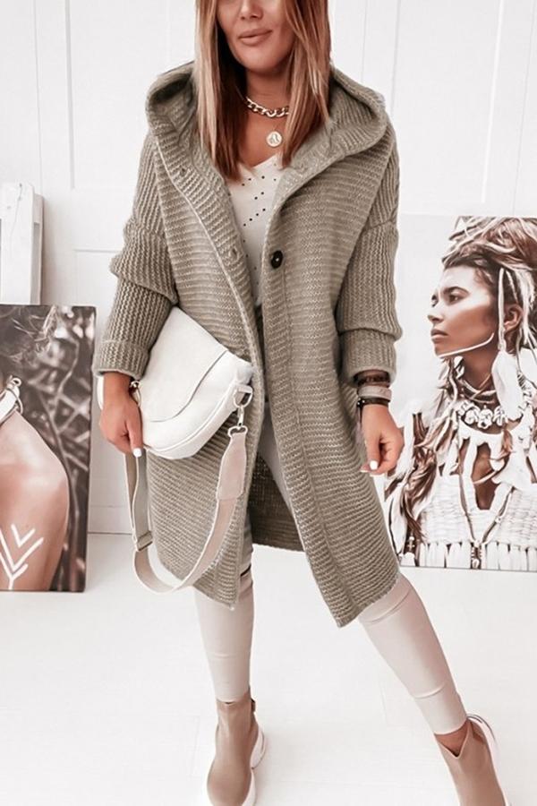 Cozy With Coffee Button Down Hooded Cardigan