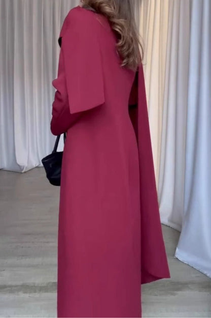 Cape Sleeve Color Long Overcoat