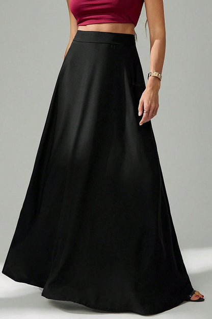 Black Ins Style Umbrella Maxi Skirt