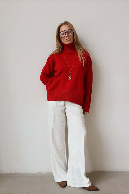 Oversized Color Turtleneck Sweater