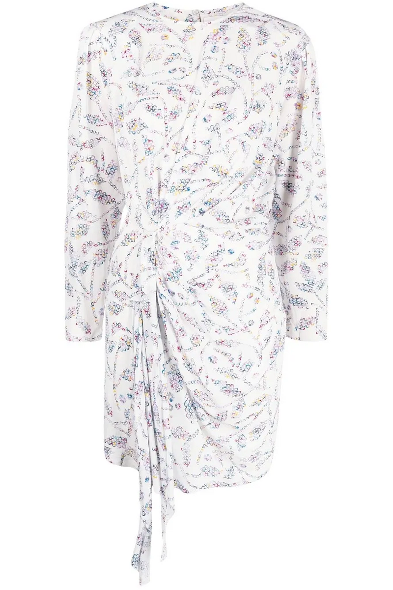 Geometric Pattern Ruched Mini Dress