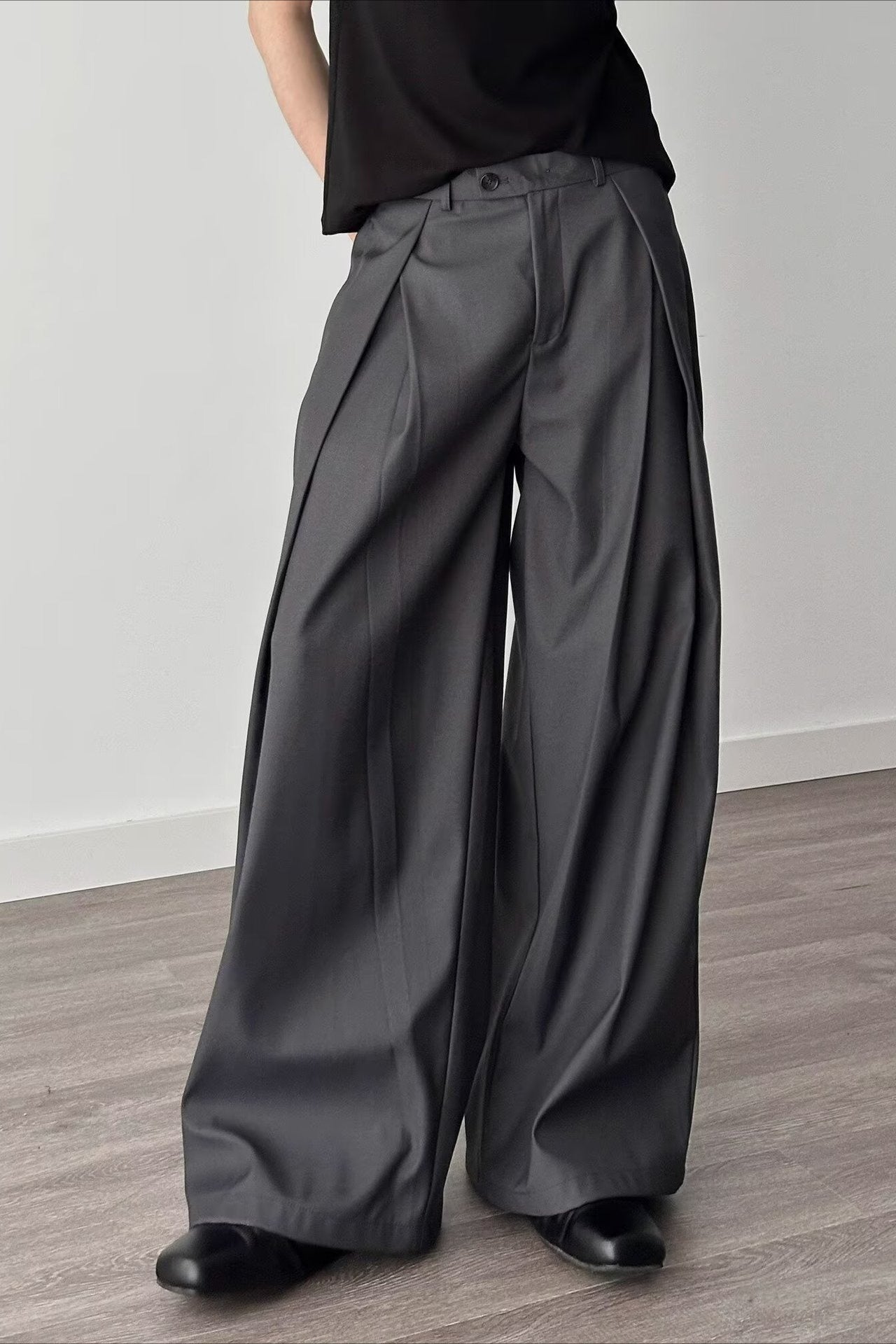 3d Pleat A-line Wide Leg Pants
