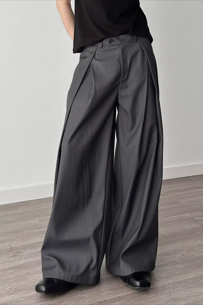 3d Pleat A-line Wide Leg Pants