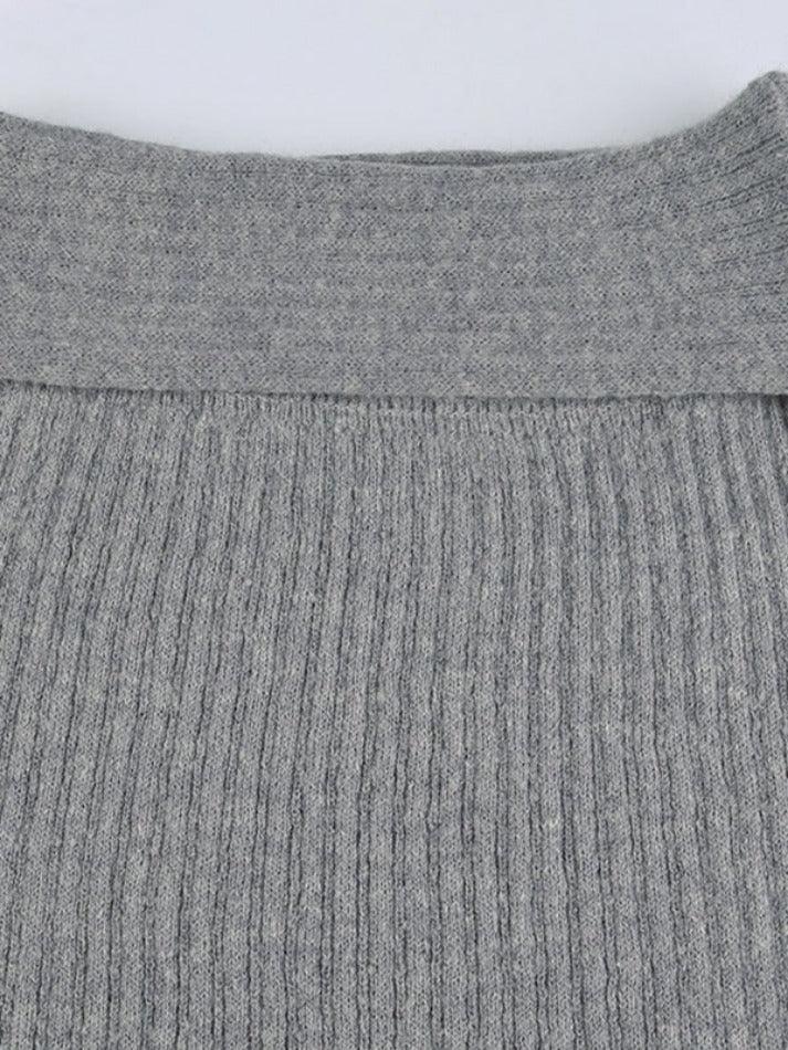 Classic Gray Turned Waist Low Rise Maxi Skirt
