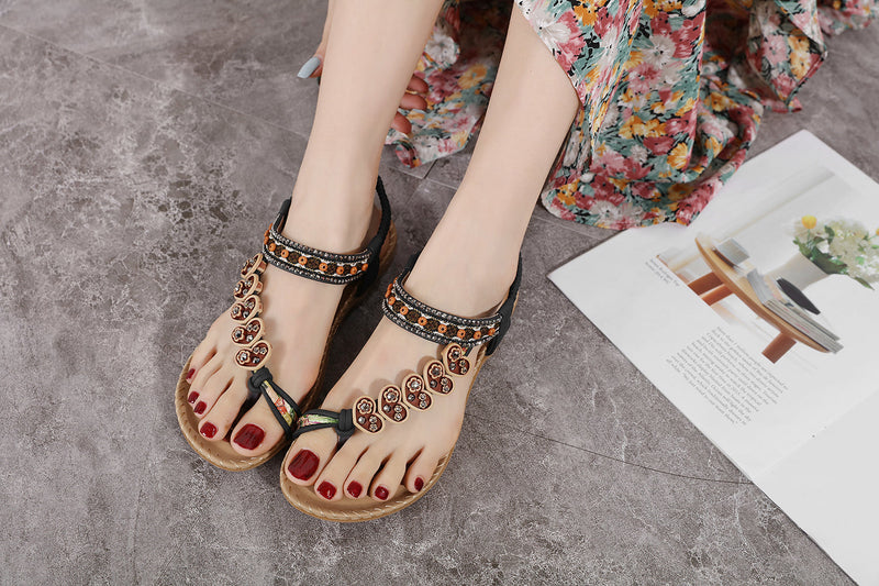 Black Heart Trimed Slide Flat Sandals - Siketu
