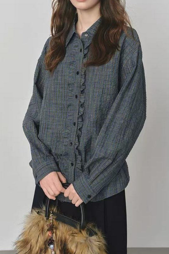 Textured Plaid Blouse