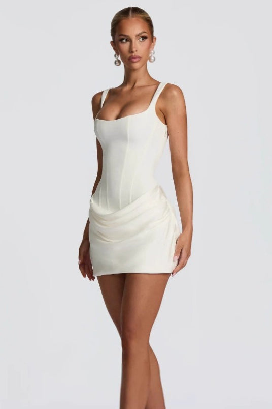 Strapless Strap Mini Tie Bodycon Mini Dress