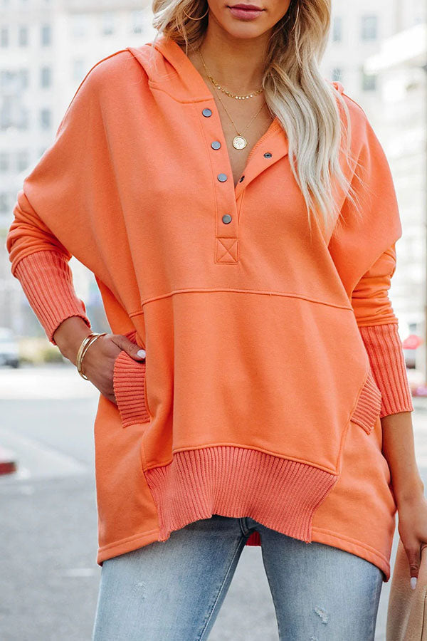 New V-neck Hooded Irregular Sweater
