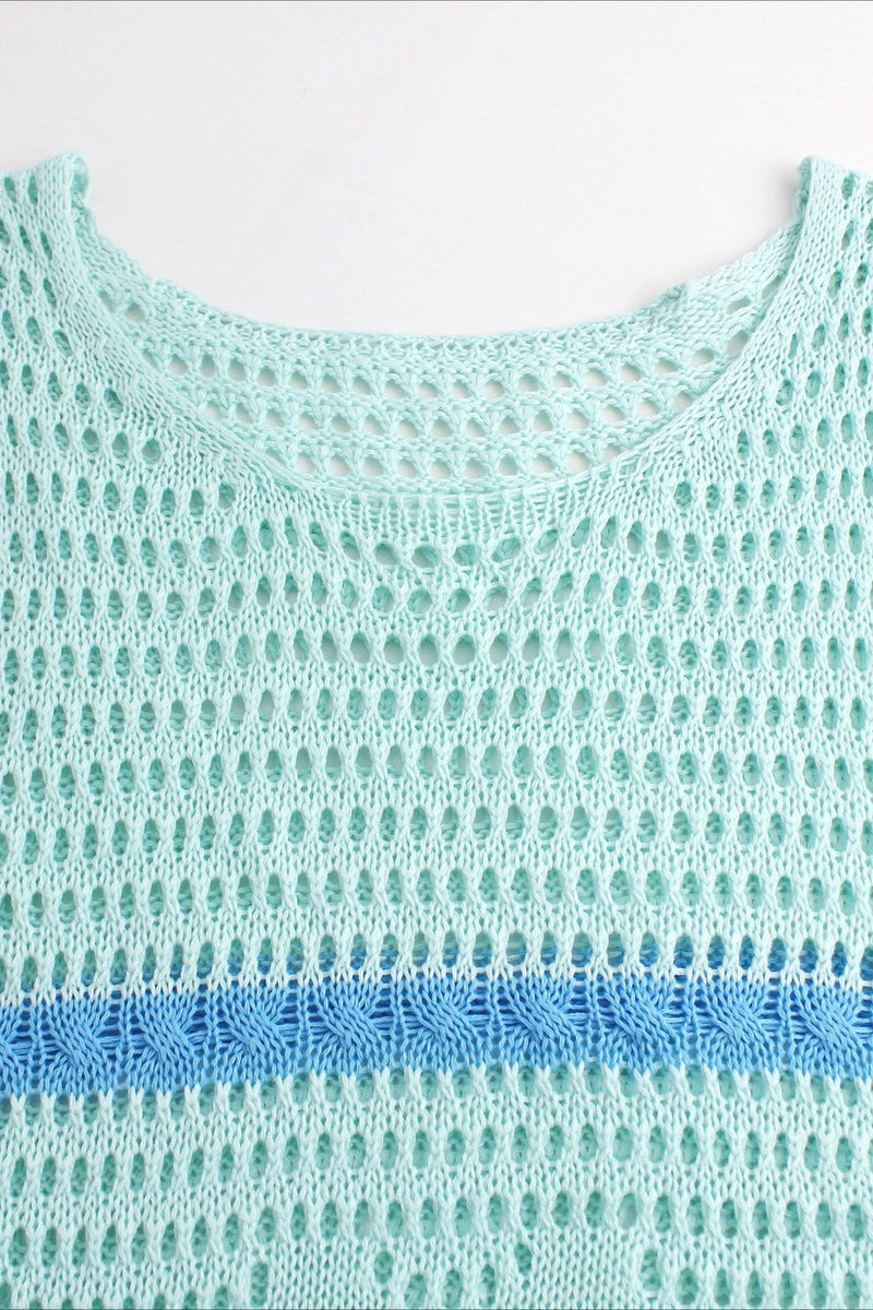 Hollow Knit Contrast Tank Sweater Dress