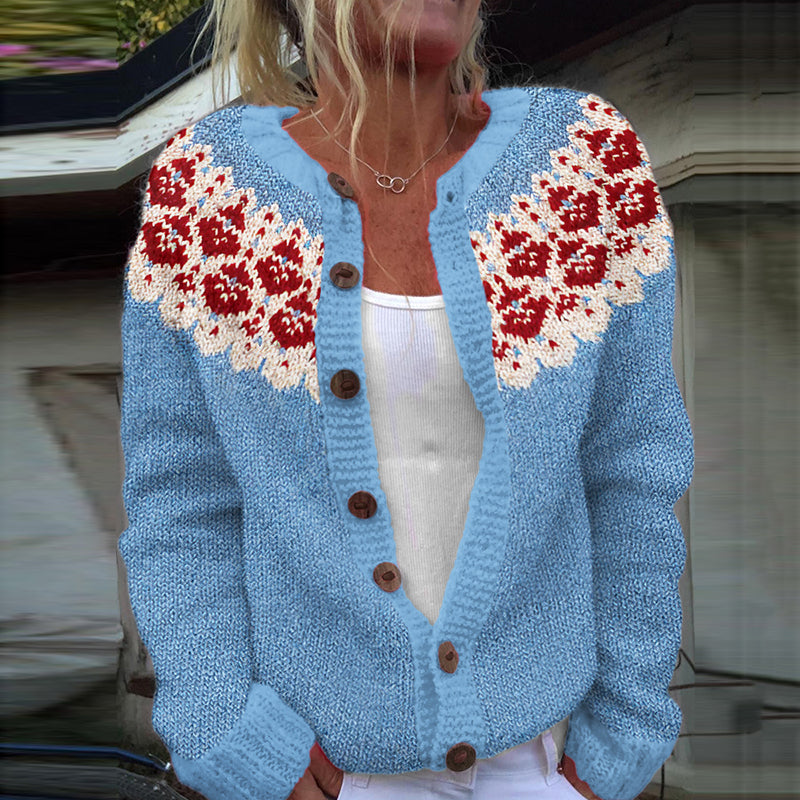 Vintage Icelandic Floral Knit Warm Sweater elevenforest