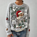 Christmas Lazy Cat Women's Cozy Plush Sweater