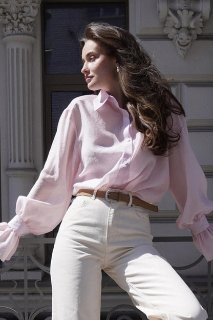 Tencel Loose Long-sleeve Blouse