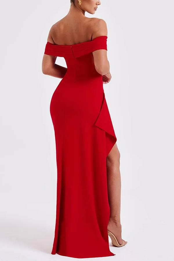 Lady Off Shoulder High Slit Maxi Dress