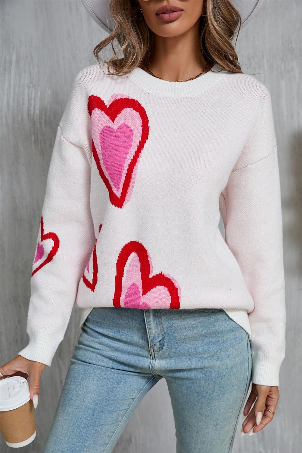 Elsa® | Heart-shaped, long-sleeved crew neck sweater