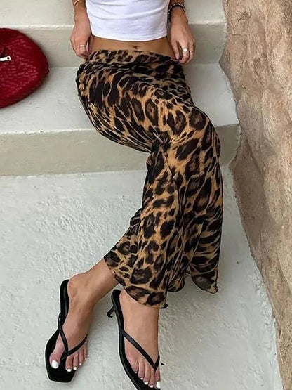 Leopard Print Slim Maxi Skirt