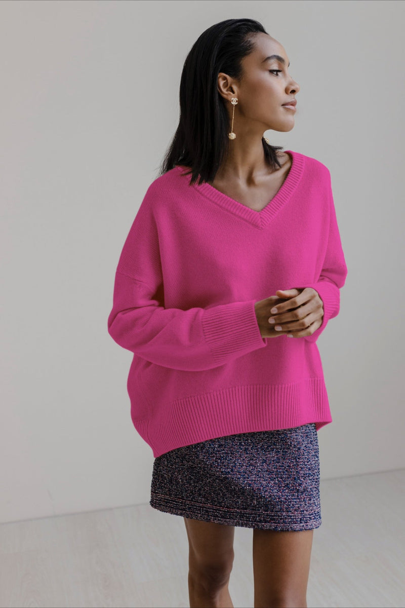 V Neck Long Sleeve Relaxed Sweater