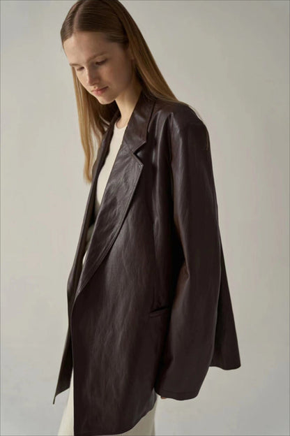 Oversized Pu Blazer Coat
