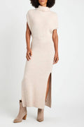Jasmine® | Book Club knit sweater midi dress with turtleneck, cap sleeves and slit
