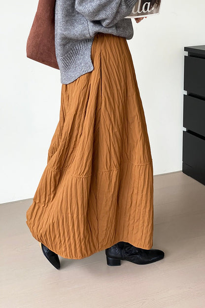 Quilted Cotton Puffer Midi Skirt
