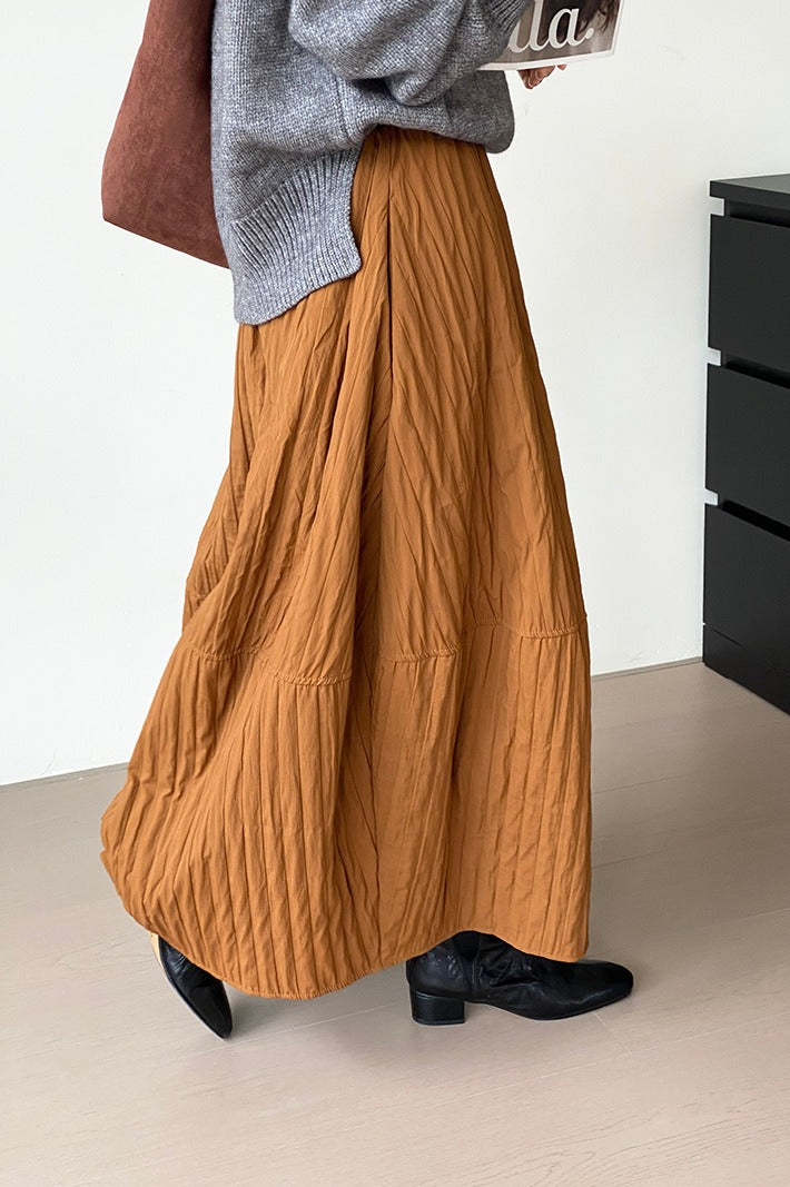 Quilted Cotton Puffer Midi Skirt