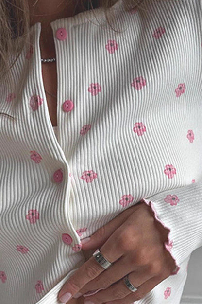 Ruffled Long Sleeve Pants Loungewear Two Piece Set