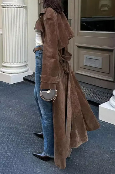 Brown Belted Long Coat