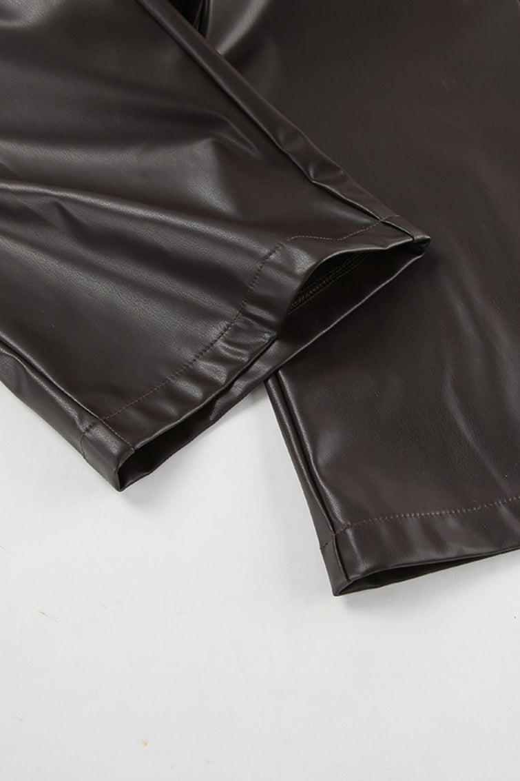 Fleece High Waist Straight Pants
