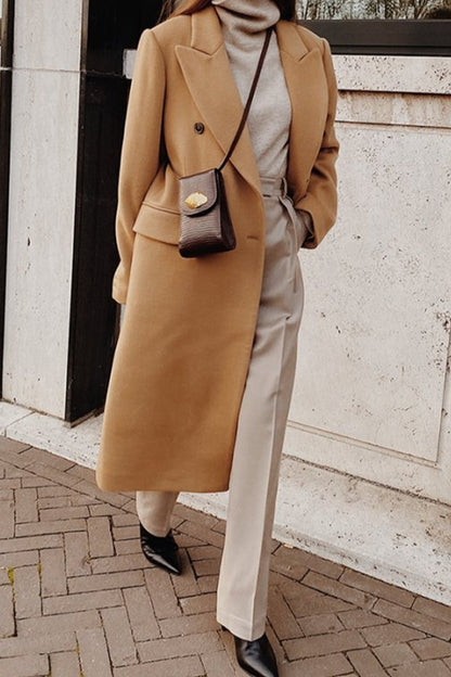 Color Double Breast Lapel Overcoat