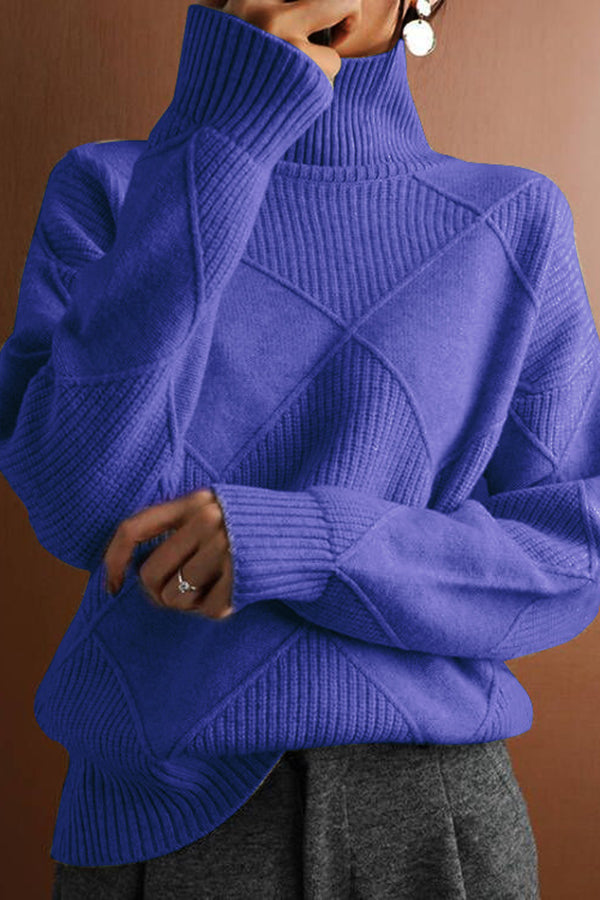 Color Turtleneck Loose Warm Knitted Sweater
