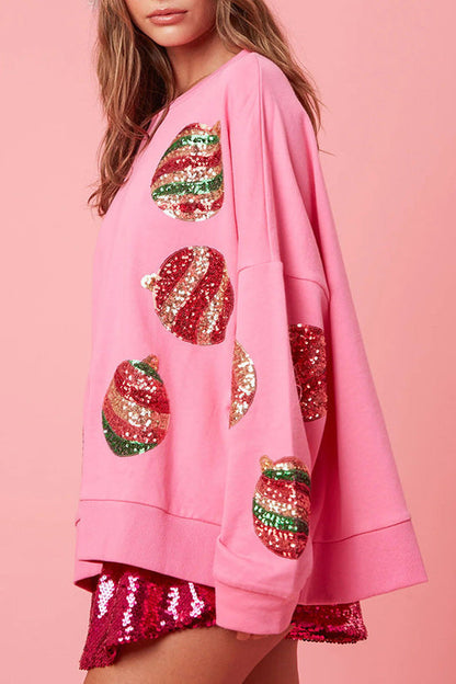 Christmas Egg Sequined Long Sleeve Sweatshirt