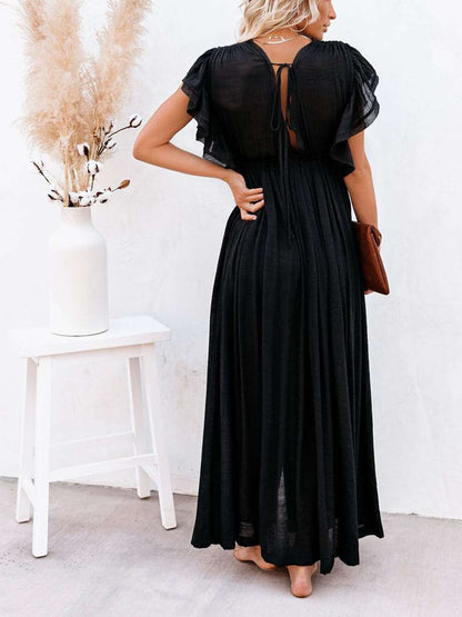 Button Cotton Linen Perfect Beach Maxi Dress