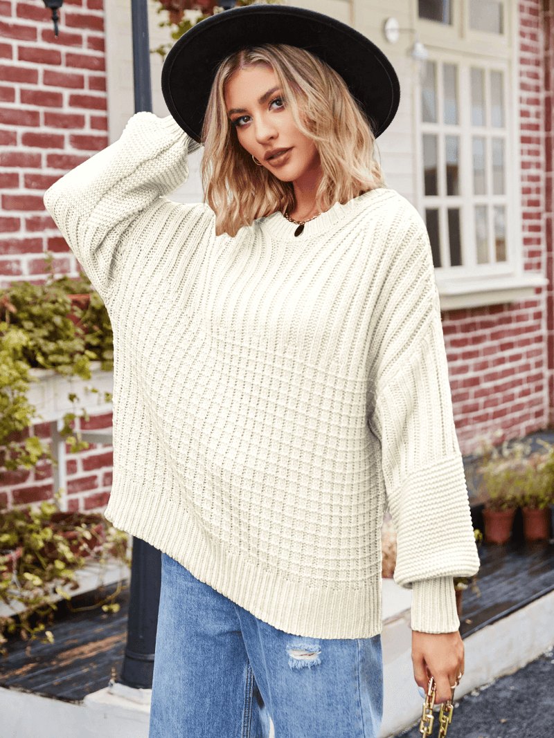 Tahoe Bound Waffle Knit Sweater - Cream