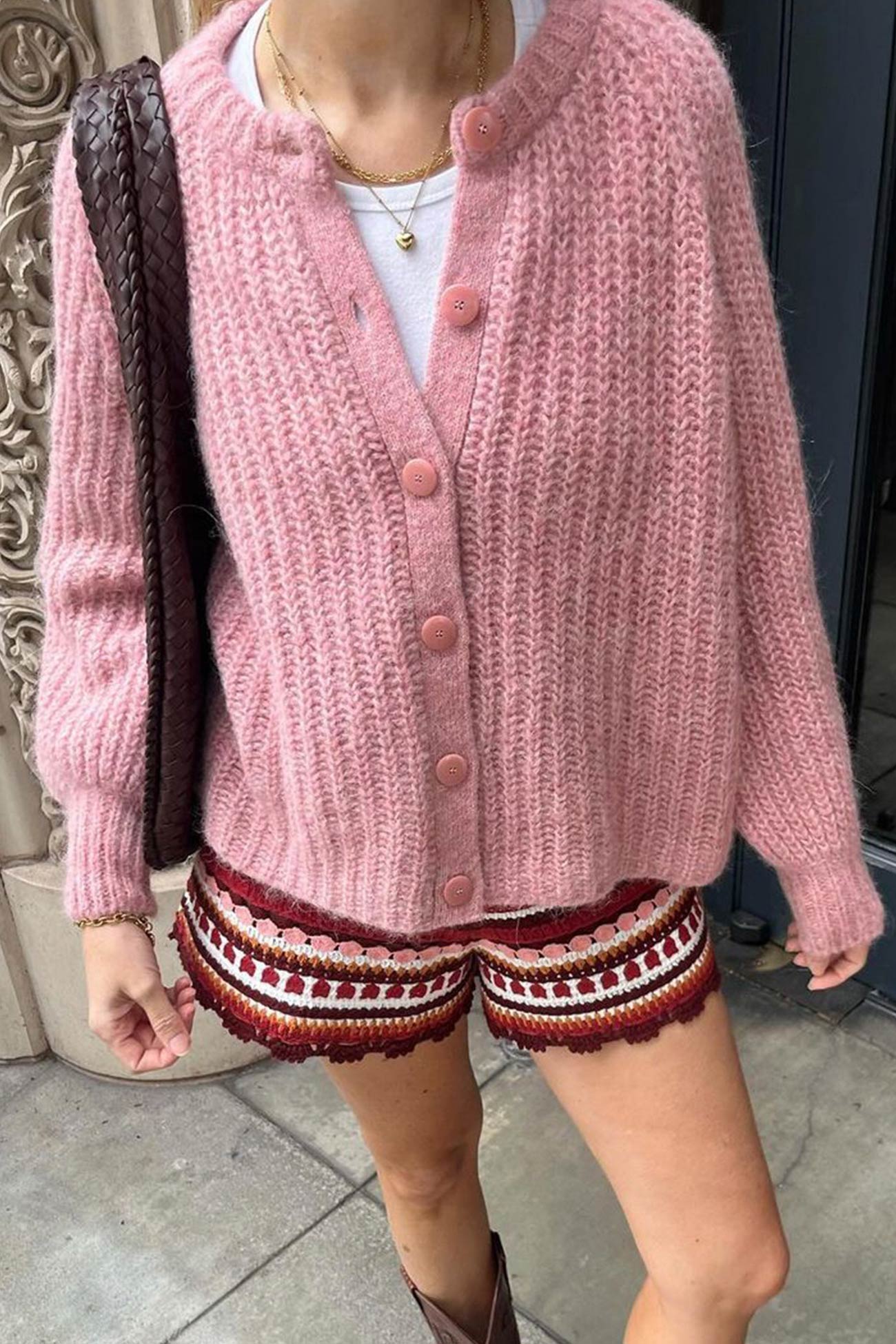 Color Lantern Sleeve Short Cardigan