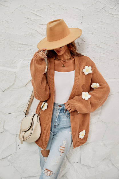 Fall in Daisy Oversized Knit Cardigan