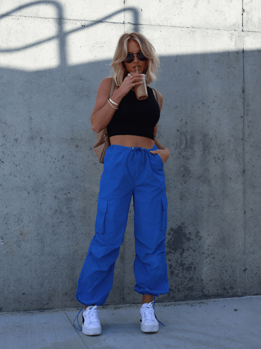Arnie Nylon Cargo Pants - Blue