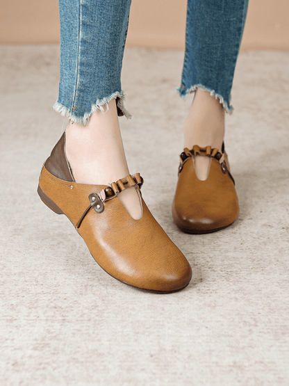 Rumour Has It| Cross Ruffle Strap Leather Sandal