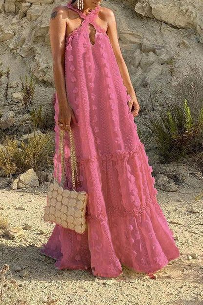 3d Criss-cross Halterneck Maxi Dress