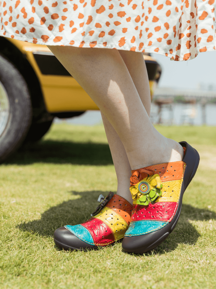 Soffia | Rainbow Streak Leather Sandal