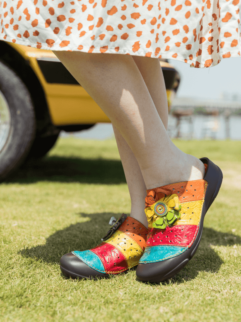 Soffia | Rainbow Streak Leather Sandal