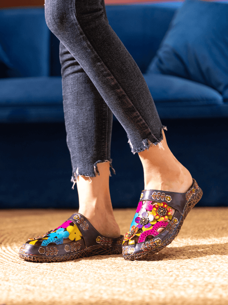 Soffia | Brickell Tropical Cut-out Leather Sandal