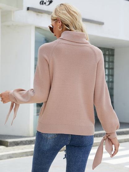 Zeruah Turtle Neck Knit Sweater - Beige