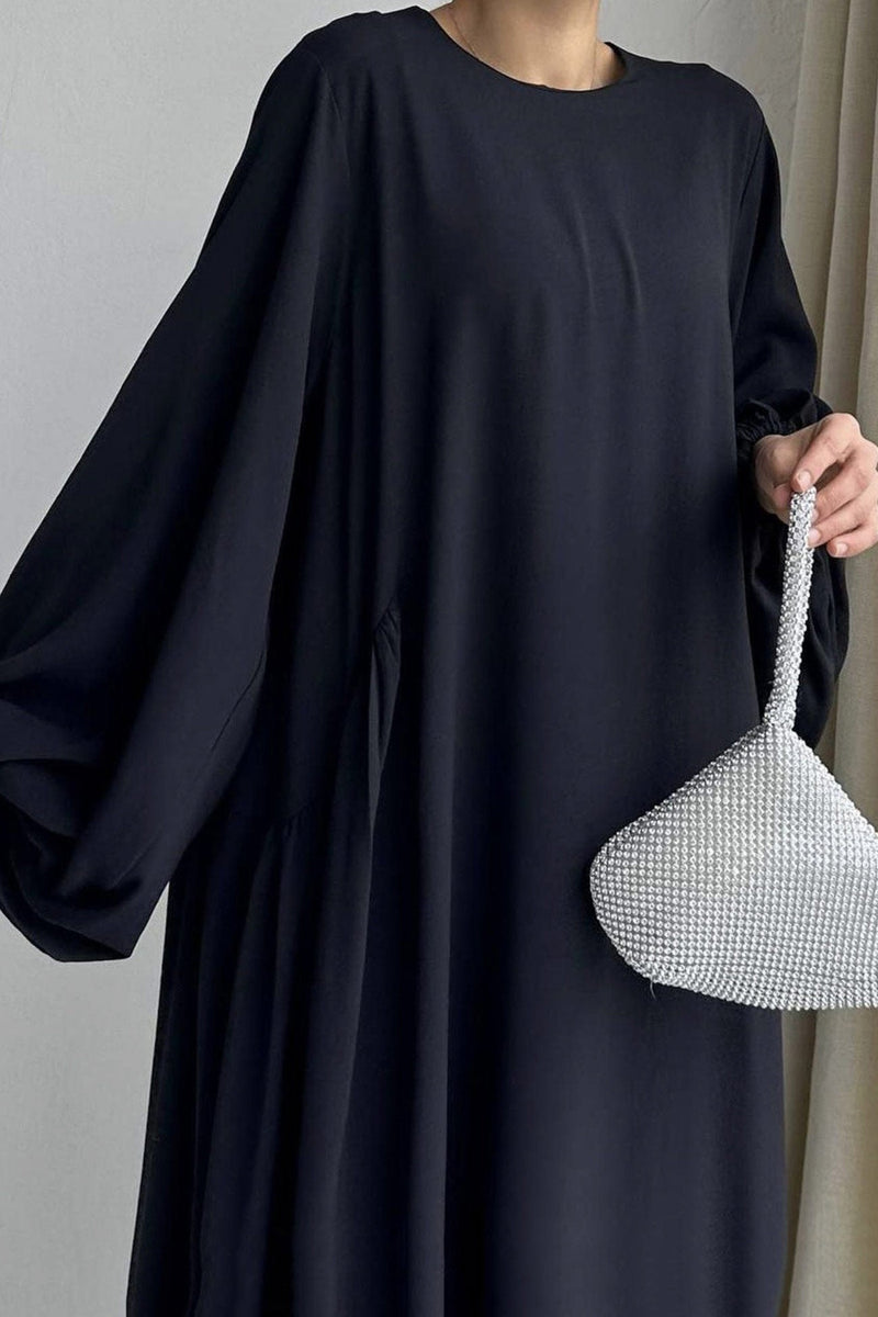 Puff Sleeve Color Maxi Dress