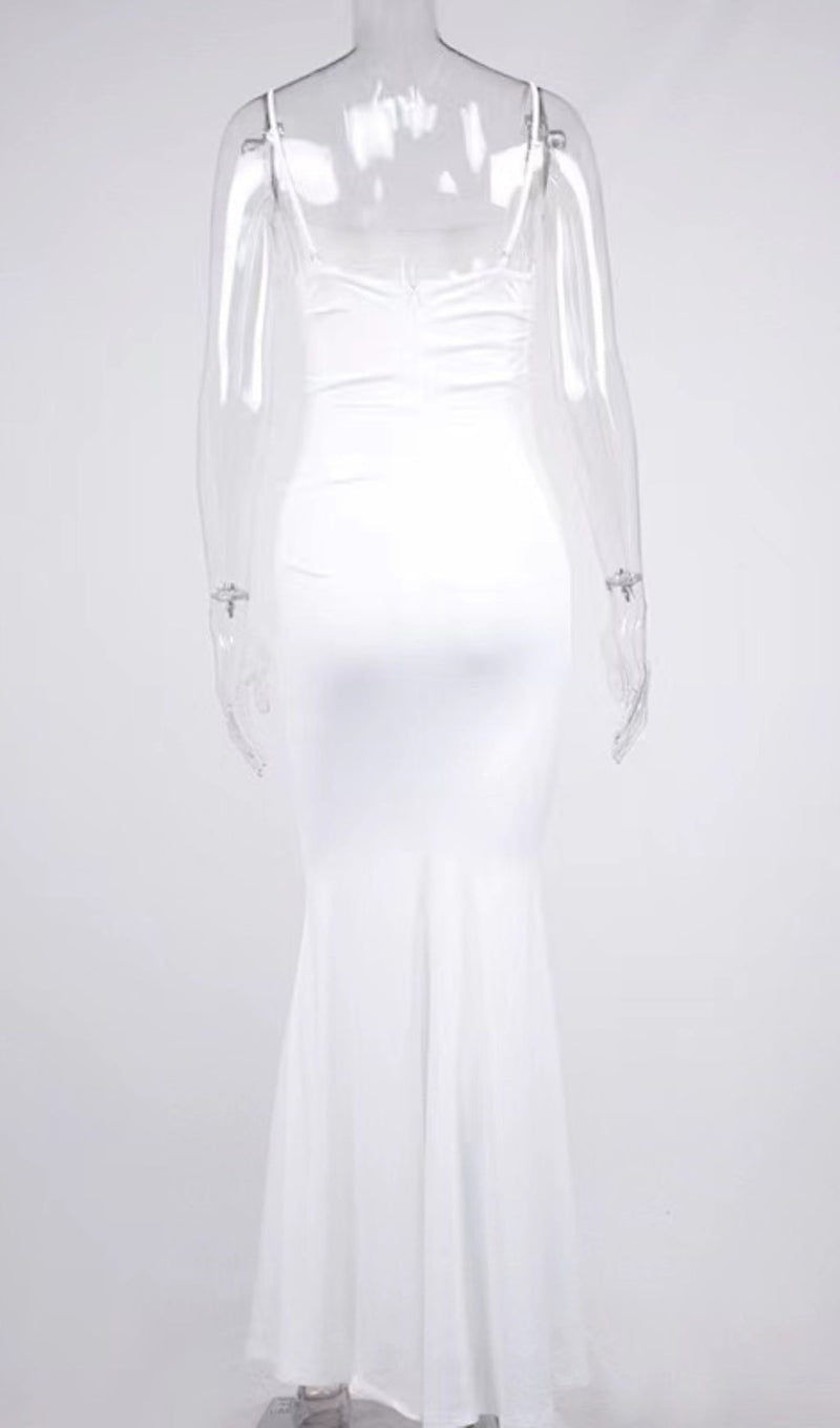 White Draped Corset Maxi Dress