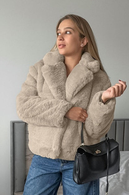 Color Minimalist Fleece Loose Coat