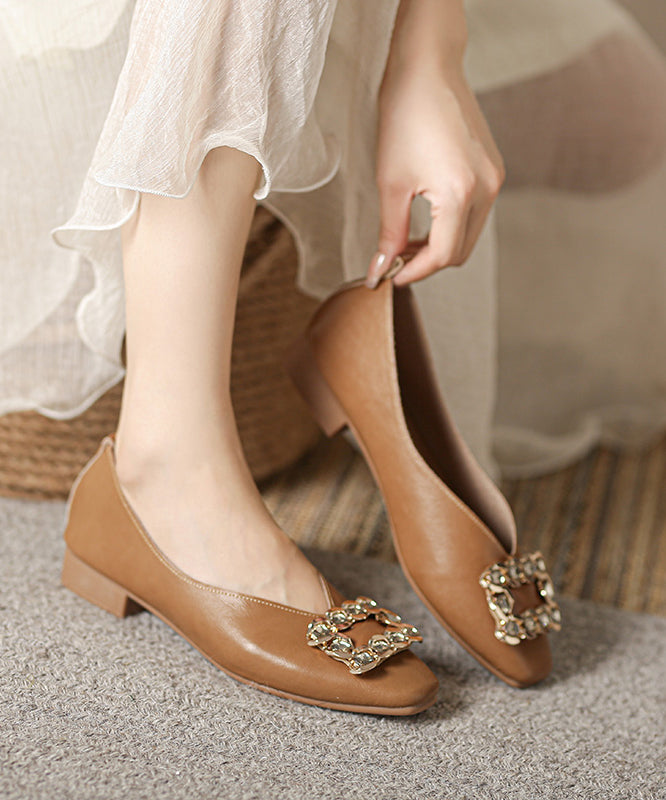 Comfortable Red Zircon Splicing Flat Shoes for