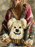 Lady Retro Cute Dog Plush Comfortable Knitted Sweater. artswardrobe